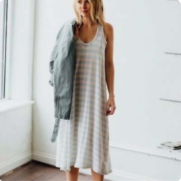 THE GREAT. Dresses & Skirts - The Great T Shirt Tank Striped Midi Swing Dress Summer